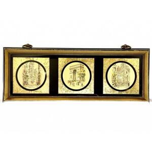 Vintage Sungott Art Studios Framed Triptych Hand-Colored Gravure Prints Signed